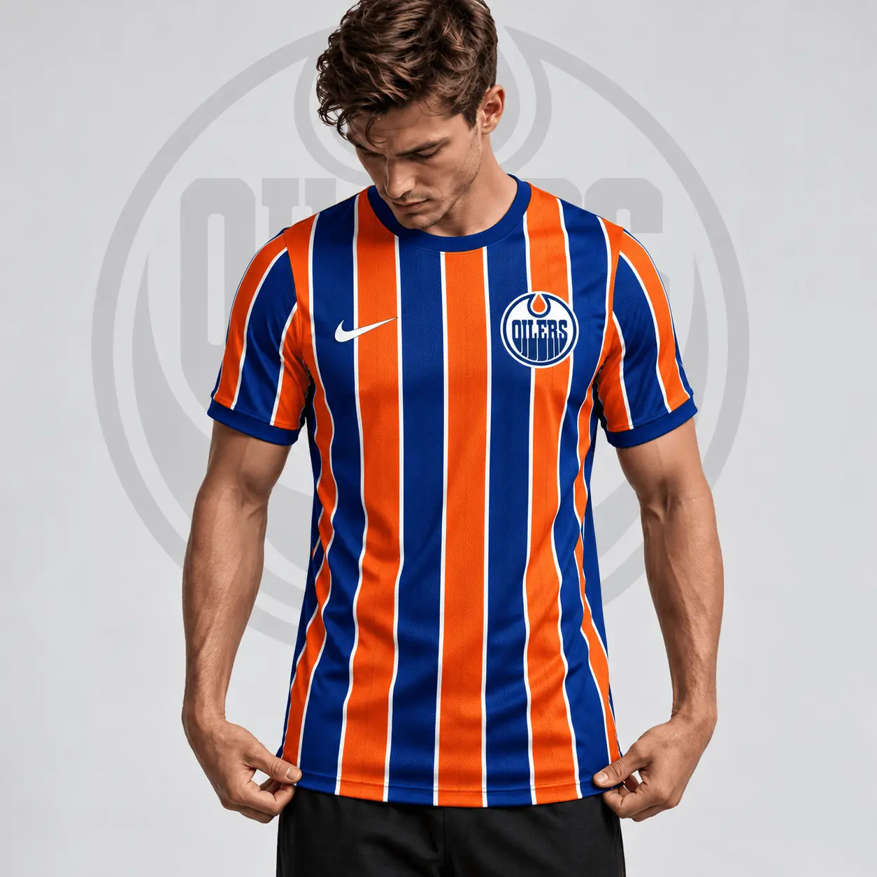 Edmonton Oilers | Premium NHL Vintage Vertical Stripe Performance T-Shirt NDN