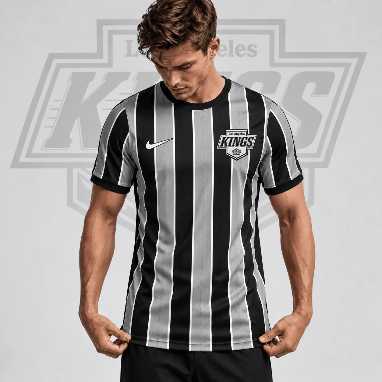 Los Angeles Kings | Premium NHL Vintage Vertical Stripe Performance T-Shirt NDN