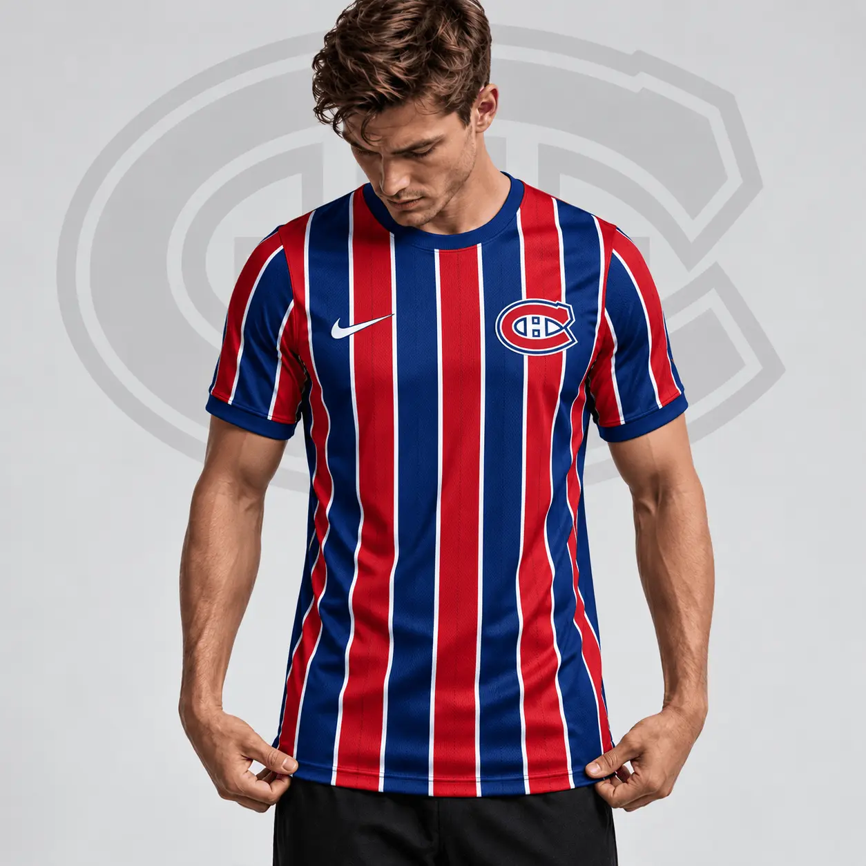Montreal Canadiens | Premium NHL Vintage Vertical Stripe Performance T-Shirt NDN