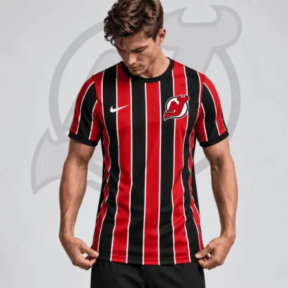 New Jersey Devils | Premium NHL Vintage Vertical Stripe Performance T-Shirt NDN