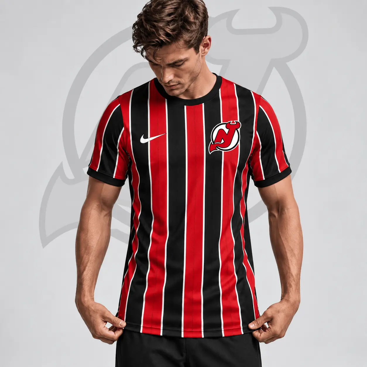 New Jersey Devils | Premium NHL Vintage Vertical Stripe Performance T-Shirt NDN