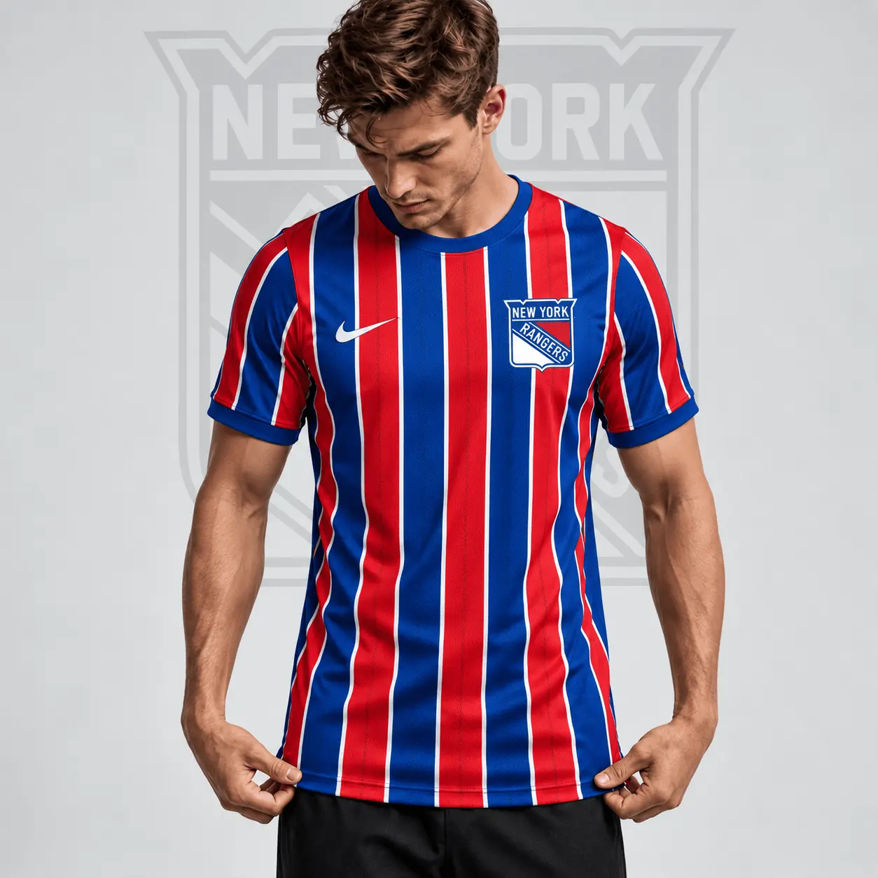 New York Rangers | Premium NHL Vintage Vertical Stripe Performance T-Shirt NDN