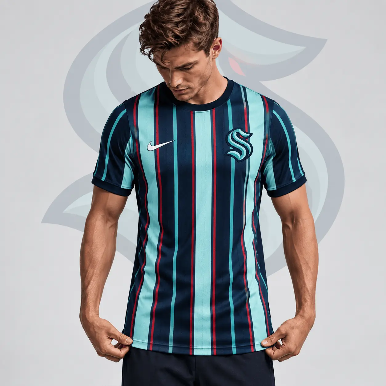 Seattle Kraken | Premium NHL Vintage Vertical Stripe Performance T-Shirt NDN