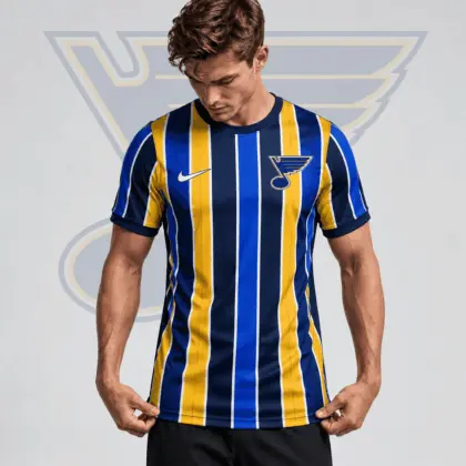 St. Louis Blues | Premium NHL Vintage Vertical Stripe Performance T-Shirt NDN