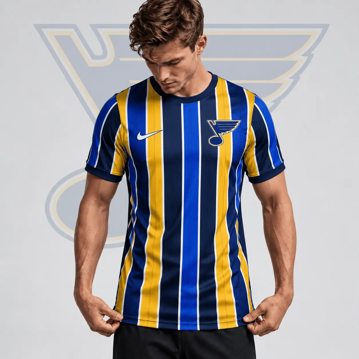St. Louis Blues | Premium NHL Vintage Vertical Stripe Performance T-Shirt NDN