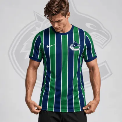 Vancouver Canucks | Premium NHL Vintage Vertical Stripe Performance T-Shirt NDN