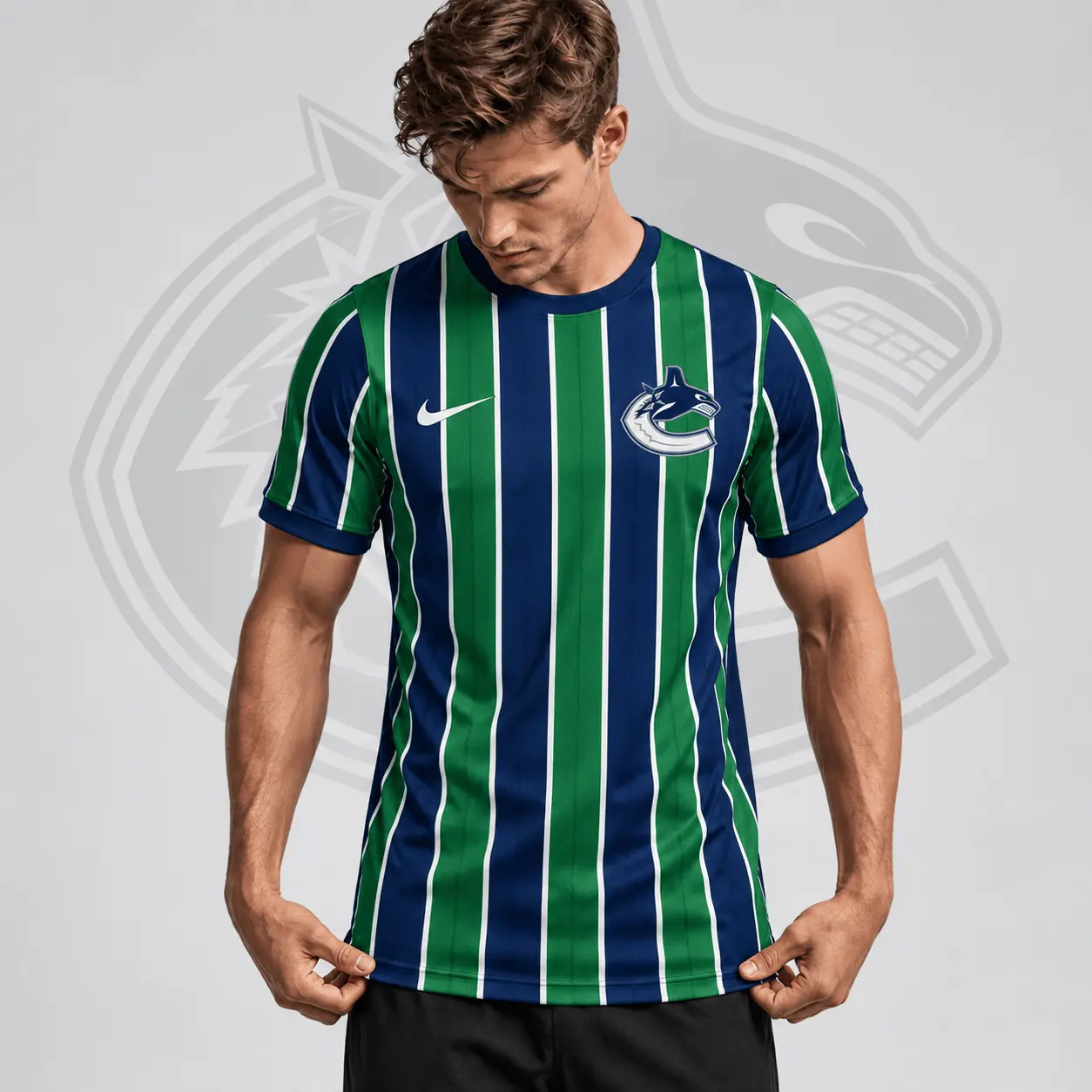 Vancouver Canucks | Premium NHL Vintage Vertical Stripe Performance T-Shirt NDN