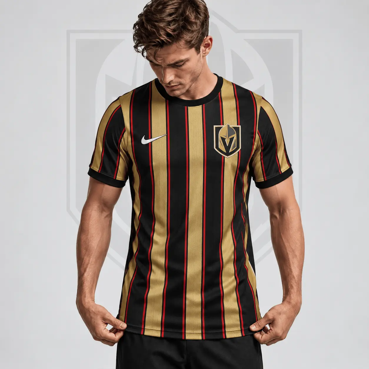 Vegas Golden Knights | Premium NHL Vintage Vertical Stripe Performance T-Shirt NDN