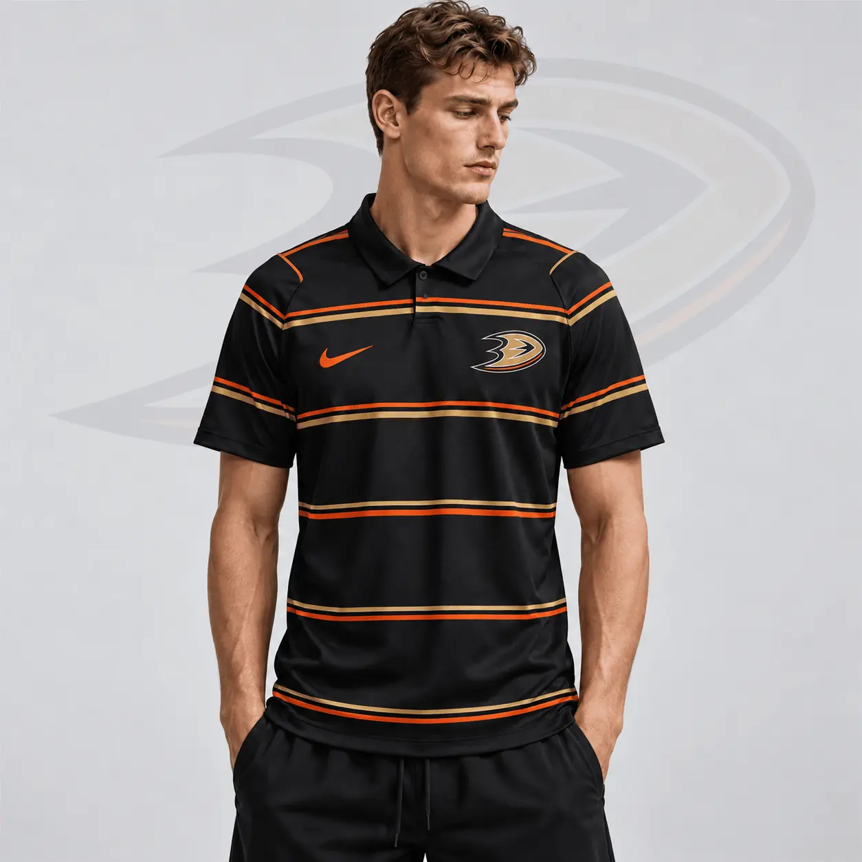 Anaheim Ducks | Premium NHL Classic Horizontal Stripe Performance Polo Shirt NDN