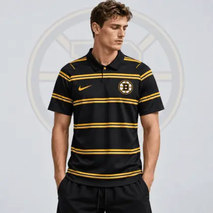 Boston Bruins | Premium NHL Classic Horizontal Stripe Performance Polo Shirt NDN