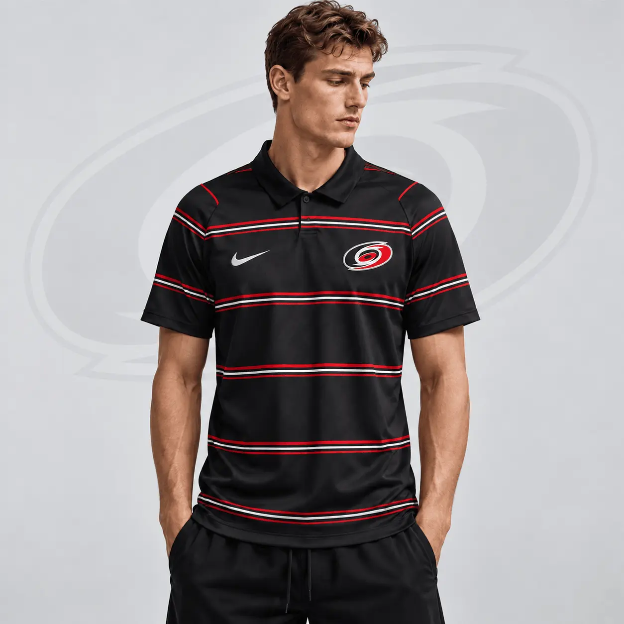 Carolina Hurricanes | Premium NHL Classic Horizontal Stripe Performance Polo Shirt NDN