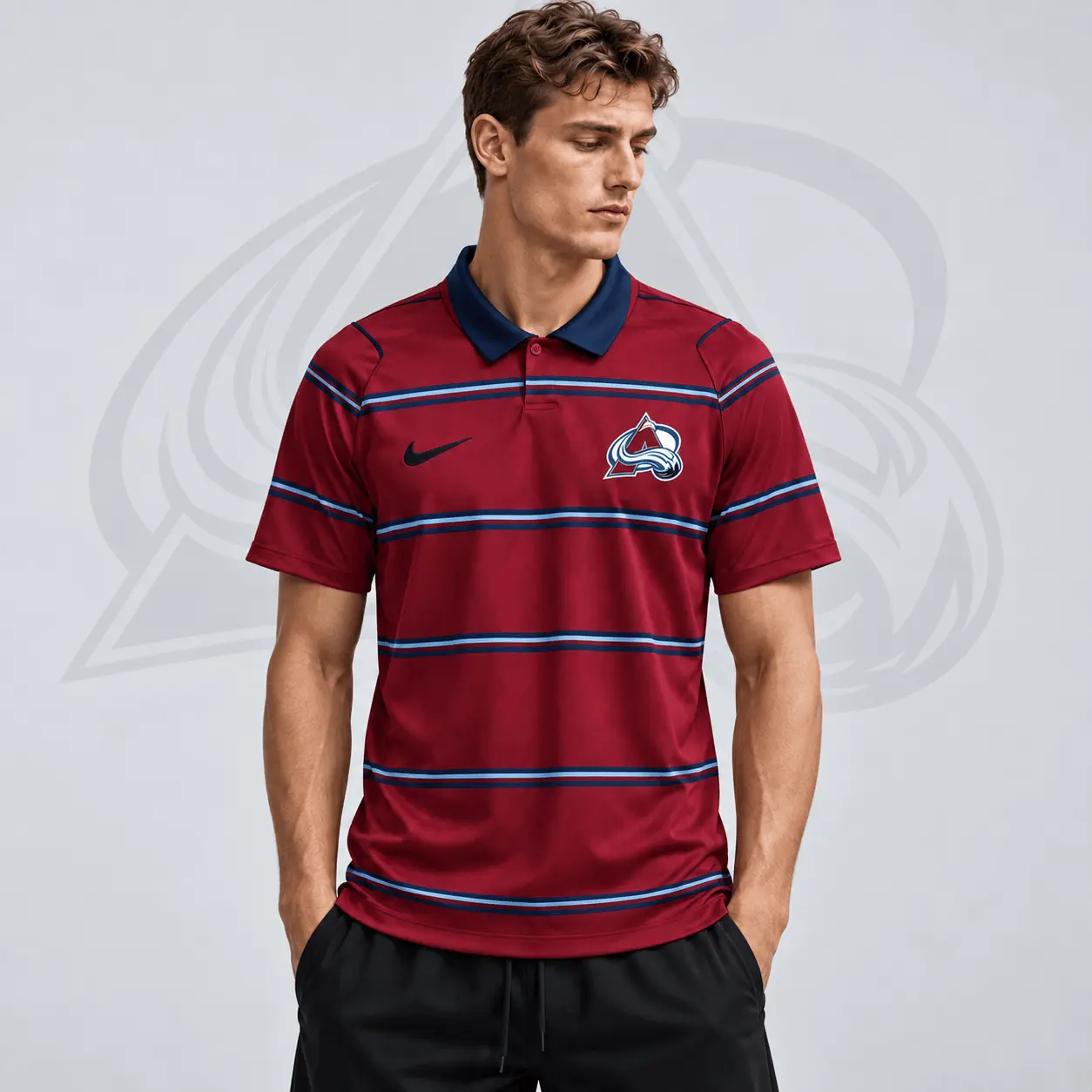 Colorado Avalanche | Premium NHL Classic Horizontal Stripe Performance Polo Shirt NDN