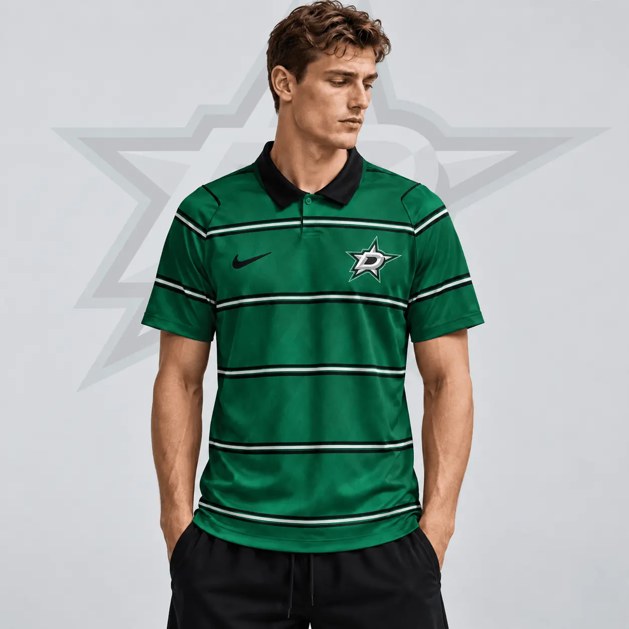 Dallas Stars | Premium NHL Classic Horizontal Stripe Performance Polo Shirt NDN