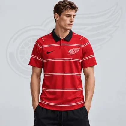 Detroit Red Wings | Premium NHL Classic Horizontal Stripe Performance Polo Shirt NDN