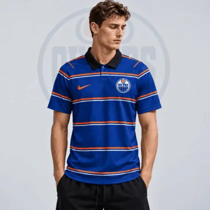 Edmonton Oilers | Premium NHL Classic Horizontal Stripe Performance Polo Shirt NDN