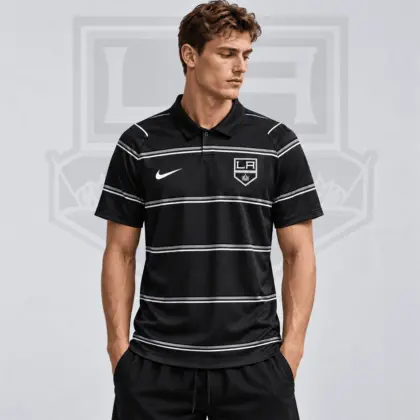 Los Angeles Kings | Premium NHL Classic Horizontal Stripe Performance Polo Shirt NDN
