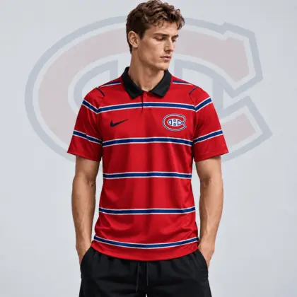 Montreal Canadiens | Premium NHL Classic Horizontal Stripe Performance Polo Shirt NDN