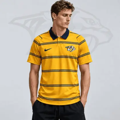 Nashville Predators | Premium NHL Classic Horizontal Stripe Performance Polo Shirt NDN