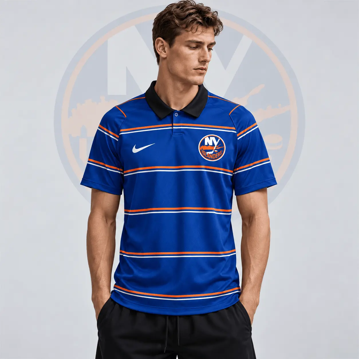 New York Islanders | Premium NHL Classic Horizontal Stripe Performance Polo Shirt NDN