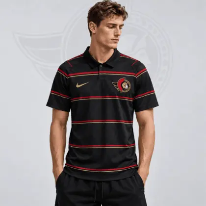 Ottawa Senators | Premium NHL Classic Horizontal Stripe Performance Polo Shirt NDN