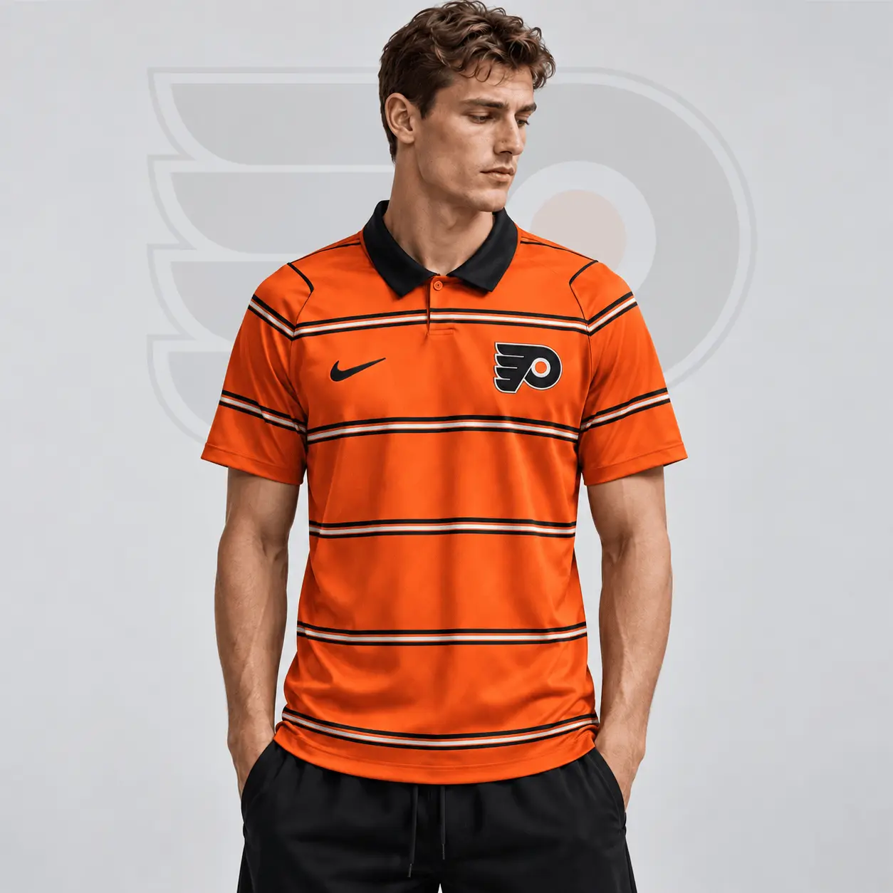 Philadelphia Flyers | Premium NHL Classic Horizontal Stripe Performance Polo Shirt NDN