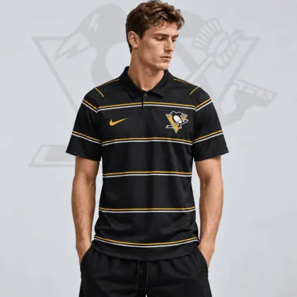 Pittsburgh Penguins | Premium NHL Classic Horizontal Stripe Performance Polo Shirt NDN