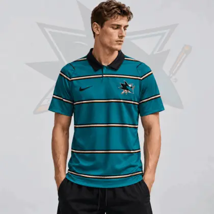 San Jose Sharks | Premium NHL Classic Horizontal Stripe Performance Polo Shirt NDN