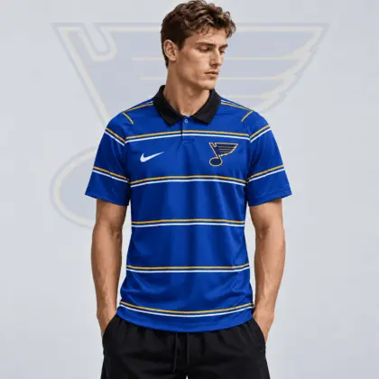 St. Louis Blues | Premium NHL Classic Horizontal Stripe Performance Polo Shirt NDN