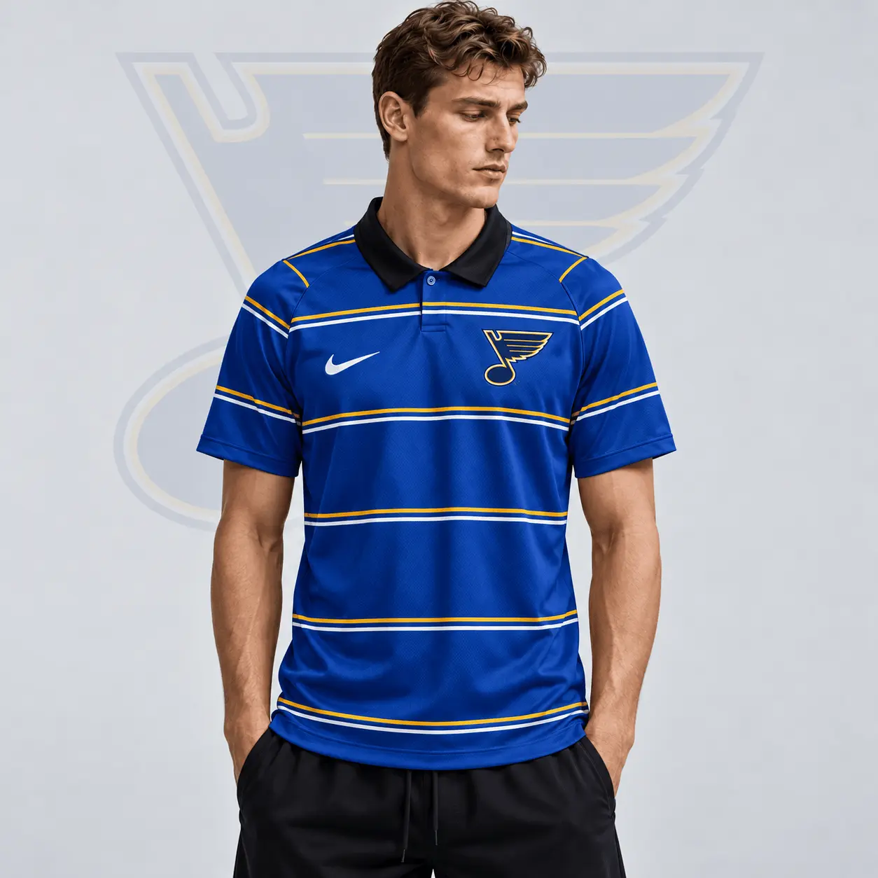 St. Louis Blues | Premium NHL Classic Horizontal Stripe Performance Polo Shirt NDN