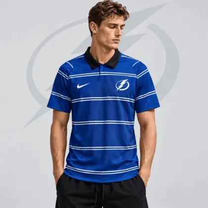 Tampa Bay Lightning | Premium NHL Classic Horizontal Stripe Performance Polo Shirt NDN
