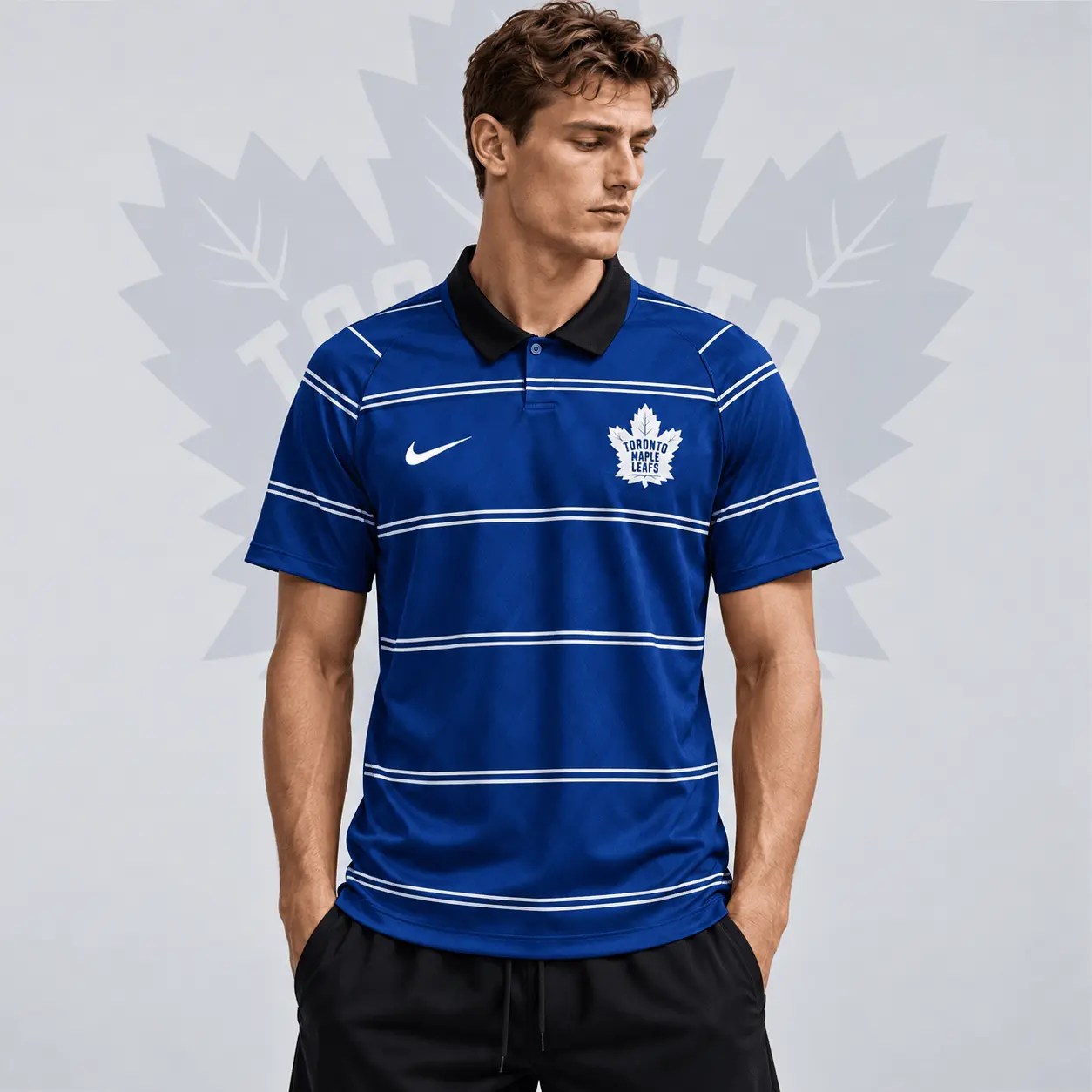 Toronto Maple Leafs | Premium NHL Classic Horizontal Stripe Performance Polo Shirt NDN