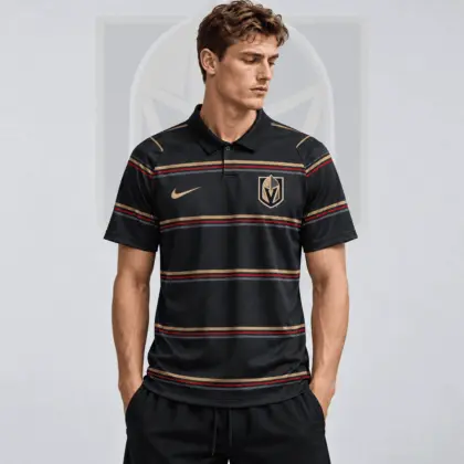 Vegas Golden Knights | Premium NHL Classic Horizontal Stripe Performance Polo Shirt NDN