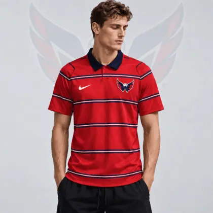 Washington Capitals | Premium NHL Classic Horizontal Stripe Performance Polo Shirt NDN