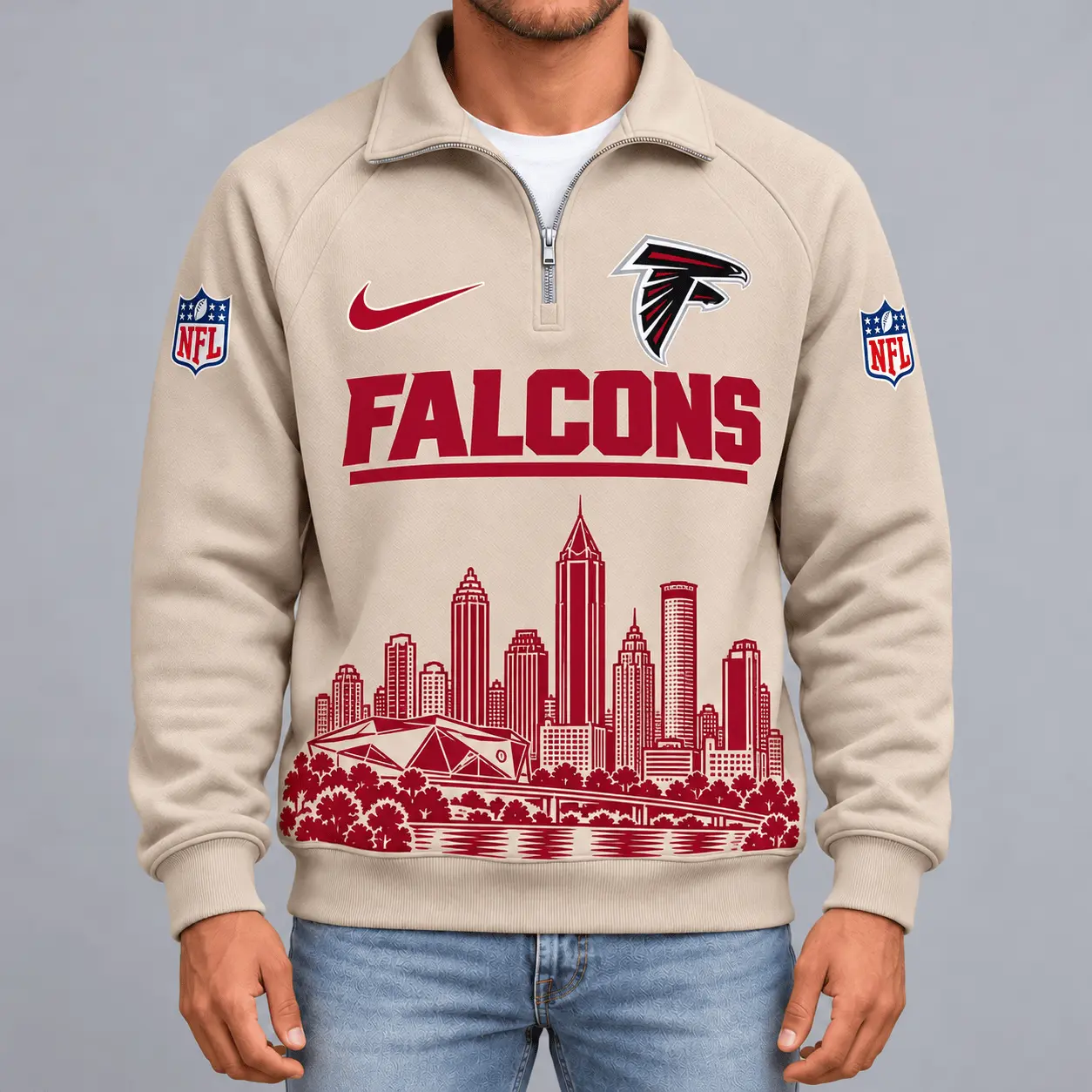 Atlanta Falcons | Premium NFL Cityscape Vintage Quarter-Zip Sweatshirt TD