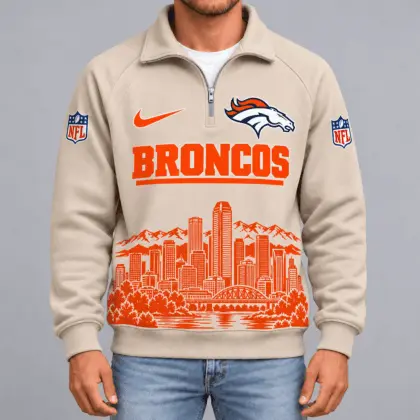 Denver Broncos | Premium NFL Cityscape Vintage Quarter-Zip Sweatshirt TD