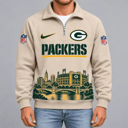 Green Bay Packers | Premium NFL Cityscape Vintage Quarter-Zip Sweatshirt TD