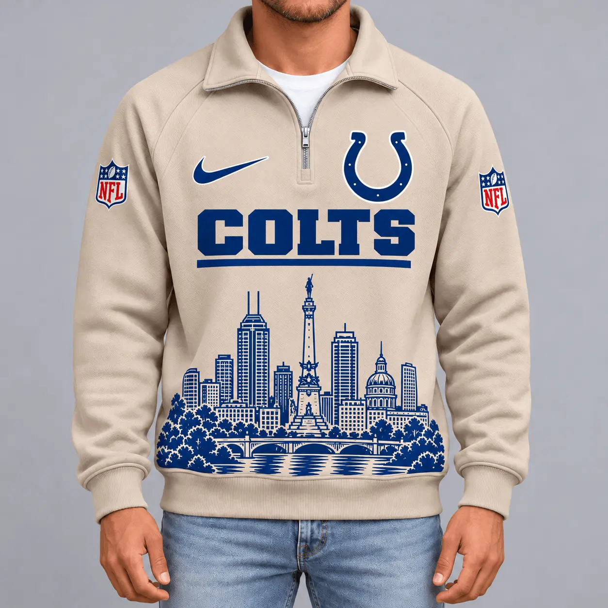 Indianapolis Colts | Premium NFL Cityscape Vintage Quarter-Zip Sweatshirt TD