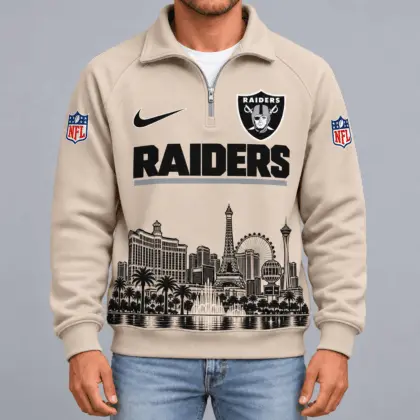 Las Vegas Raiders | Premium NFL Cityscape Vintage Quarter-Zip Sweatshirt TD