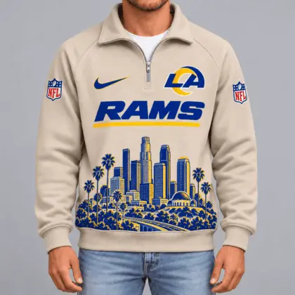 Los Angeles Rams | Premium NFL Cityscape Vintage Quarter-Zip Sweatshirt TD