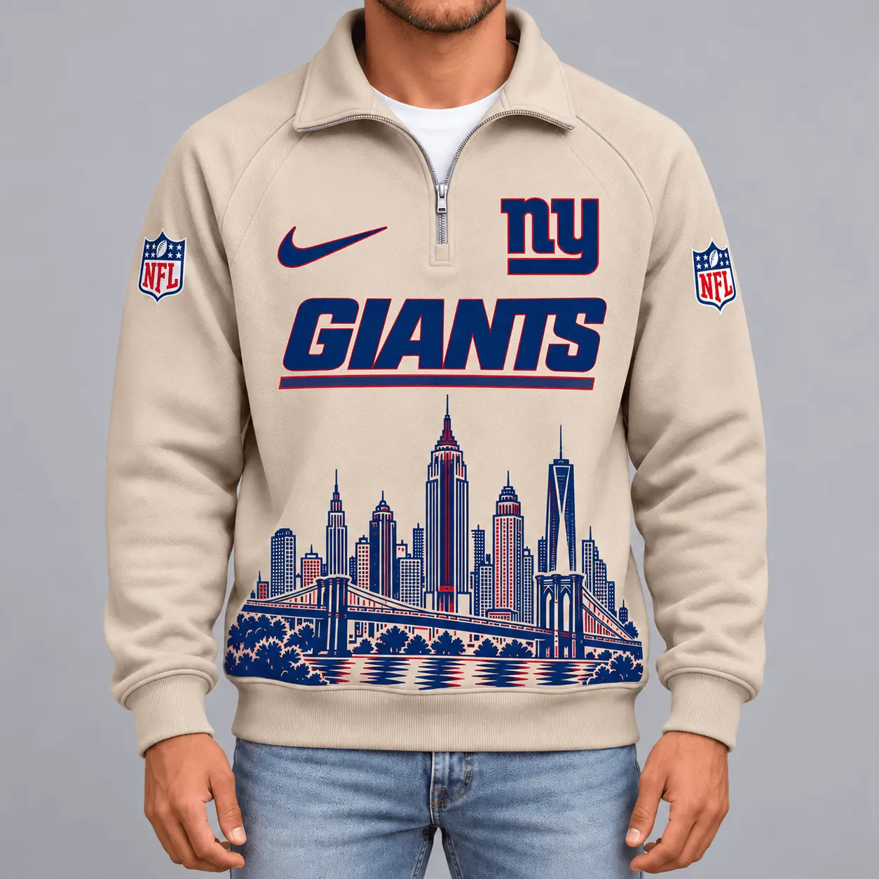 New York Giants | Premium NFL Cityscape Vintage Quarter-Zip Sweatshirt TD