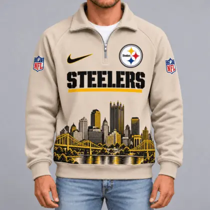 Pittsburgh Steelers | Premium NFL Cityscape Vintage Quarter-Zip Sweatshirt TD