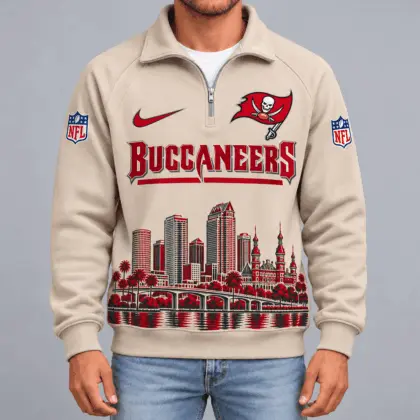 Tampa Bay Buccaneers | Premium NFL Cityscape Vintage Quarter-Zip Sweatshirt TD
