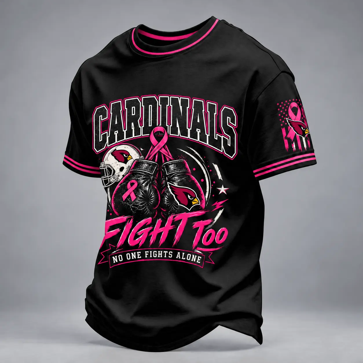 Arizona Cardinals | Premium NFL No One Fights Alone Breast Cancer Awareness T-Shirt TD