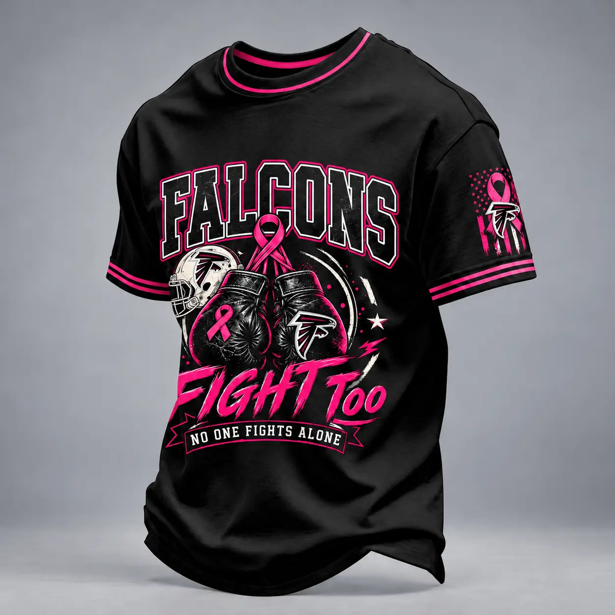 Atlanta Falcons | Premium NFL No One Fights Alone Breast Cancer Awareness T-Shirt TD
