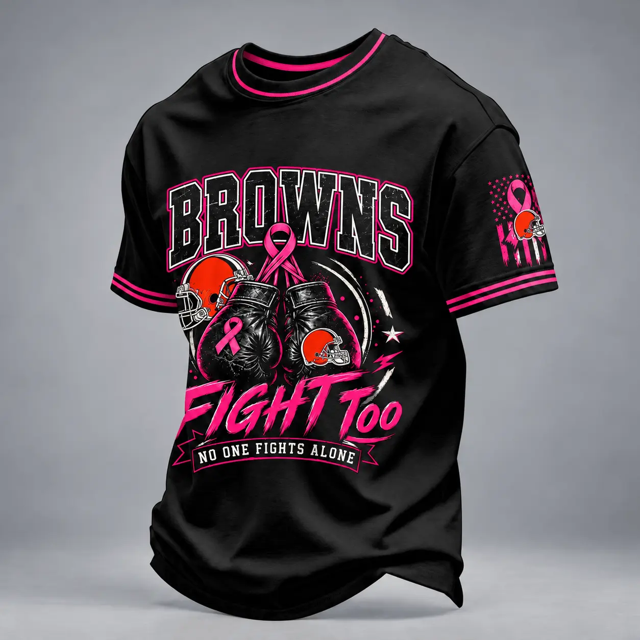 Cleveland Browns | Premium NFL No One Fights Alone Breast Cancer Awareness T-Shirt TD