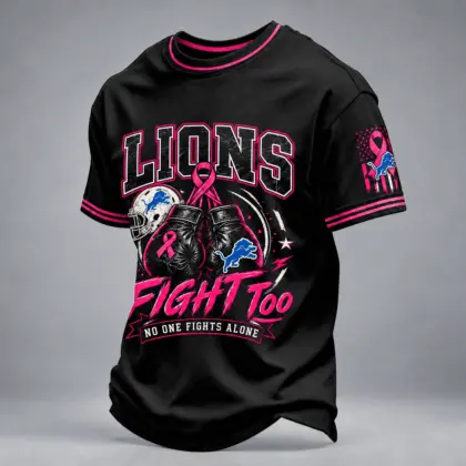 Detroit Lions | Premium NFL No One Fights Alone Breast Cancer Awareness T-Shirt TD