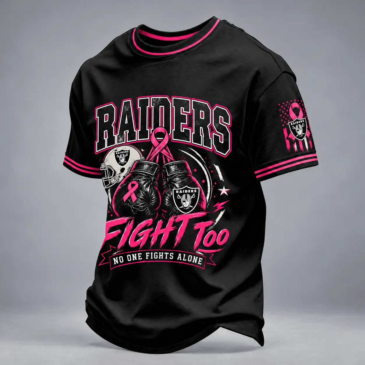 Las Vegas Raiders | Premium NFL No One Fights Alone Breast Cancer Awareness T-Shirt TD