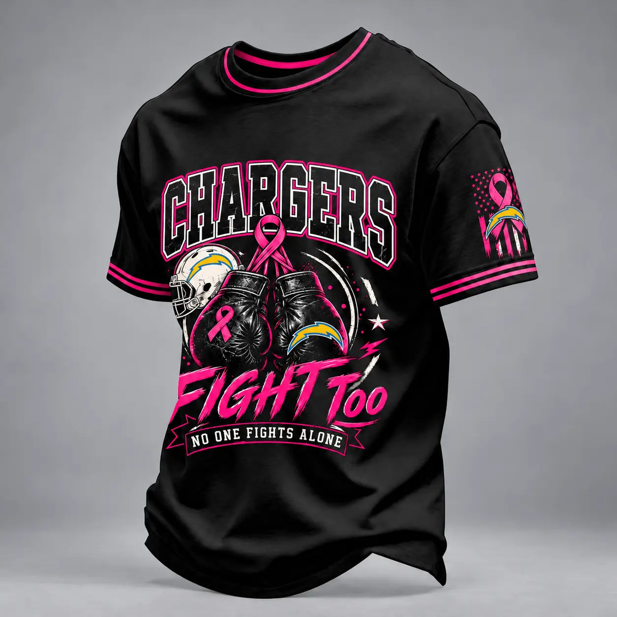Los Angeles Chargers | Premium NFL No One Fights Alone Breast Cancer Awareness T-Shirt TD