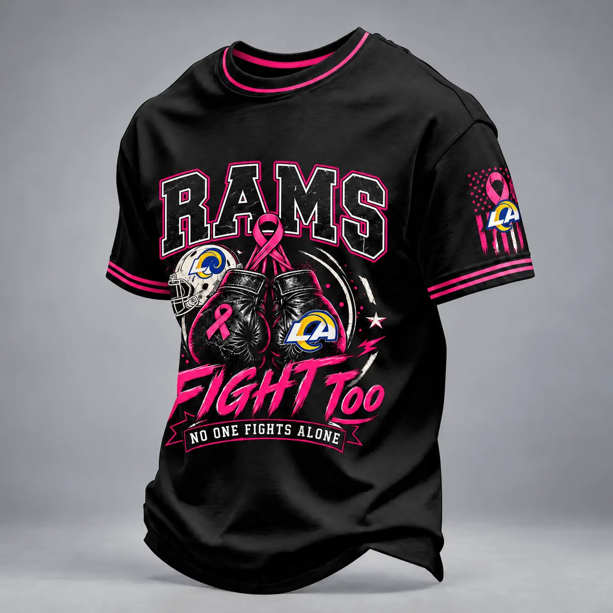 Los Angeles Rams | Premium NFL No One Fights Alone Breast Cancer Awareness T-Shirt TD