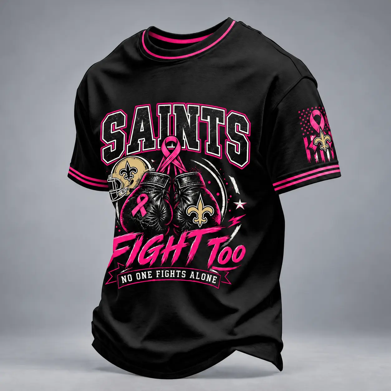 New Orleans Saints | Premium NFL No One Fights Alone Breast Cancer Awareness T-Shirt TD